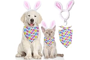 TEALOTS Dog Easter Bandana Costume Pet Cute Bunny Ears Headband Hat Puppy Easter Rabbit Eggs Triangle Scarf Pink Headwear Holiday Outfits Accessories for Small Medium Cats Dogs Kitten (Medium)