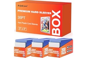 Arjiekwei 3"X 4" Card Sleeves Hard Plastic, Baseball Cards Protectors Plastic, Premium Card Sleeve Holder for Trading Sports Baseball Football Game Cards (100 Hard Sleeves)