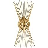 YUBOLE Brass Vanity Light Mid-Century Starburst Wall Sconce Lighting Modern 2-Light Wall Mounted Light for Bathroom Bedroom H