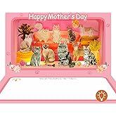 DTESL 4D Pop Up Mothers Day Card with ligh, Cat Mother's Day Card For Mom, Living Room, Cat Themed