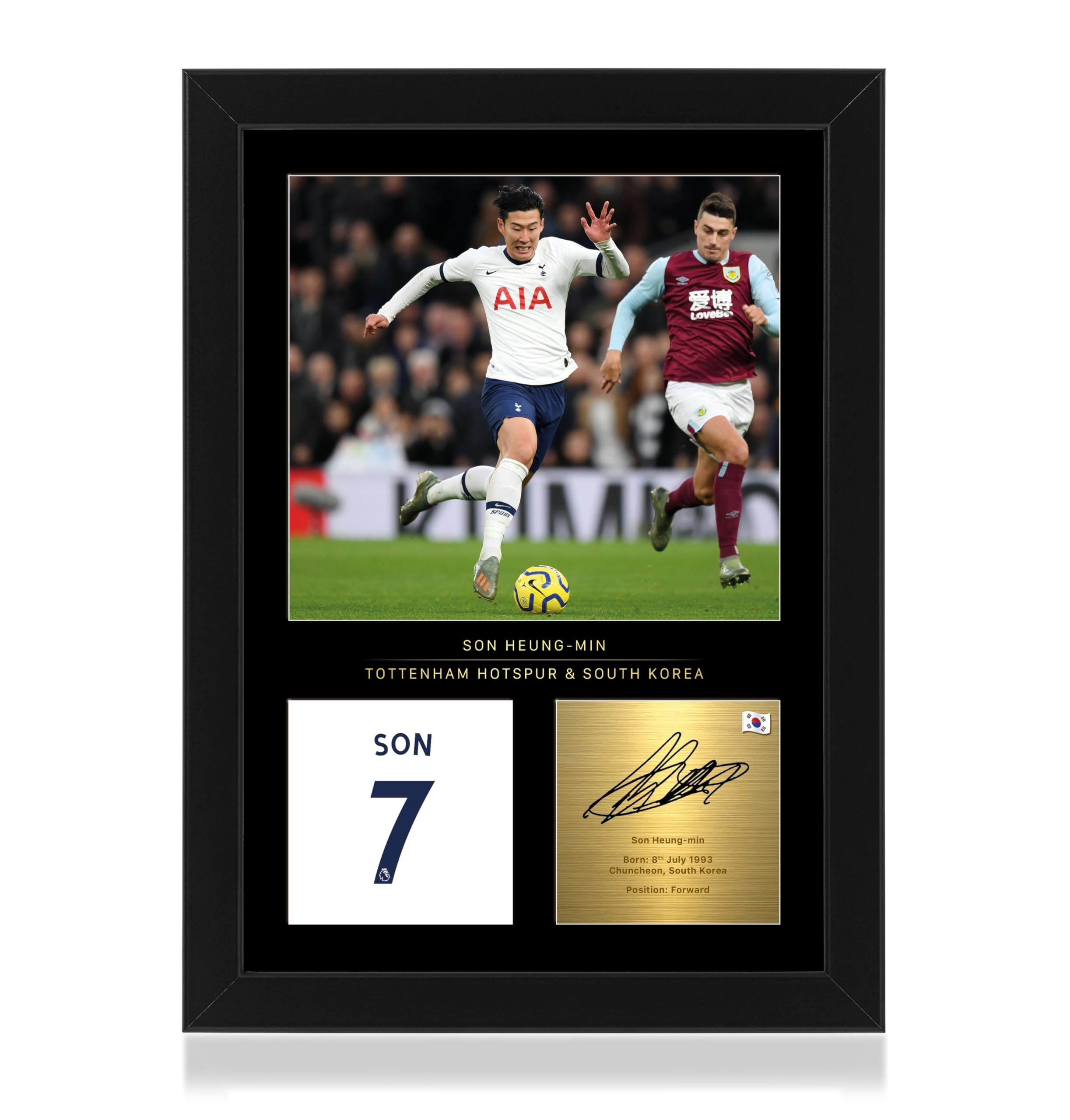 Win FC Son Heung-min A4 Framed Photo Display - Reproduced Digital Signature - Gift For Spurs Fans
