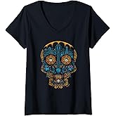 Womens Disney and Pixar's Coco Miguel Sugar Skull V-Neck T-Shirt