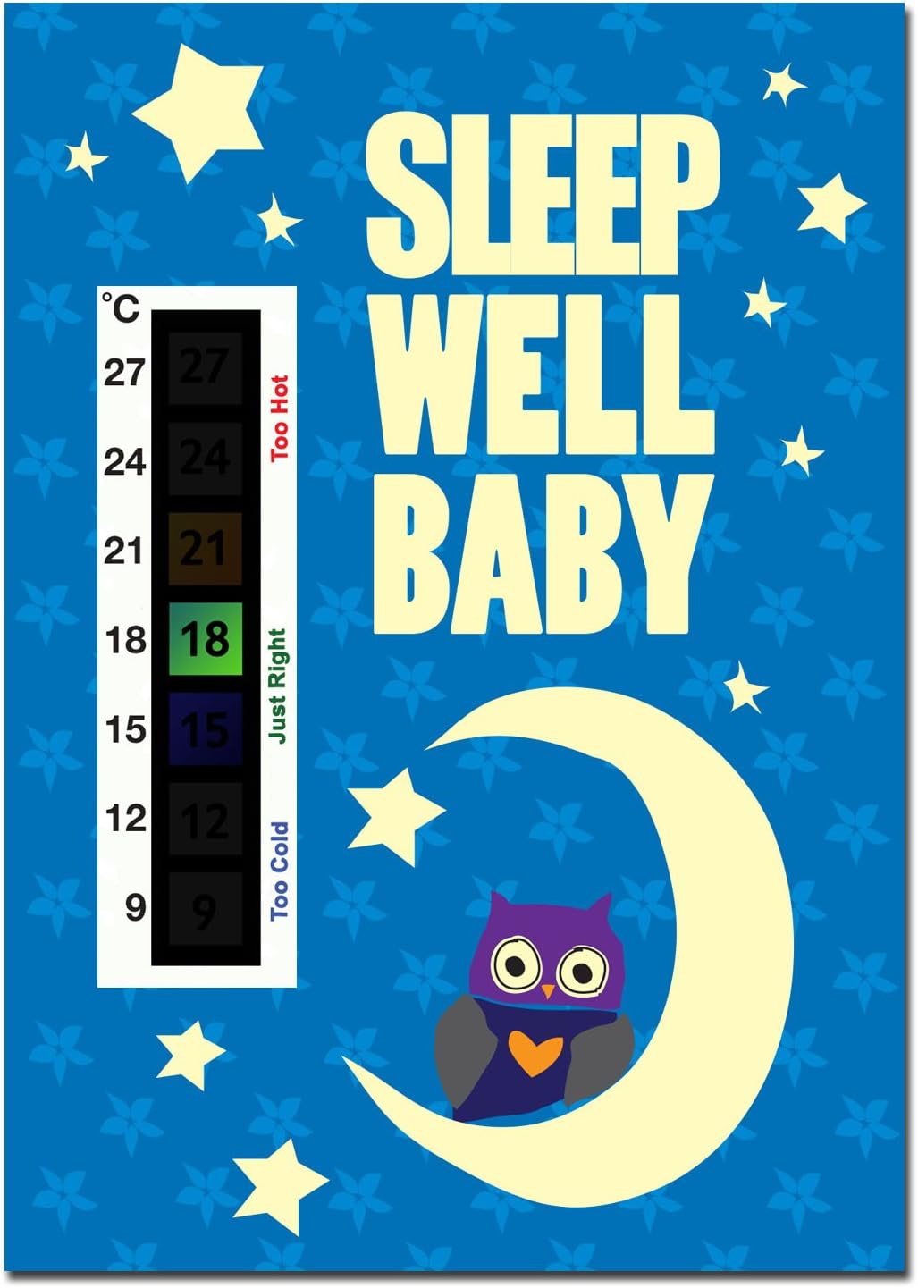 Sleep Well Baby Baby Owl, Moon & Stars Nursery Room Safety Temperature Thermometer Monitor