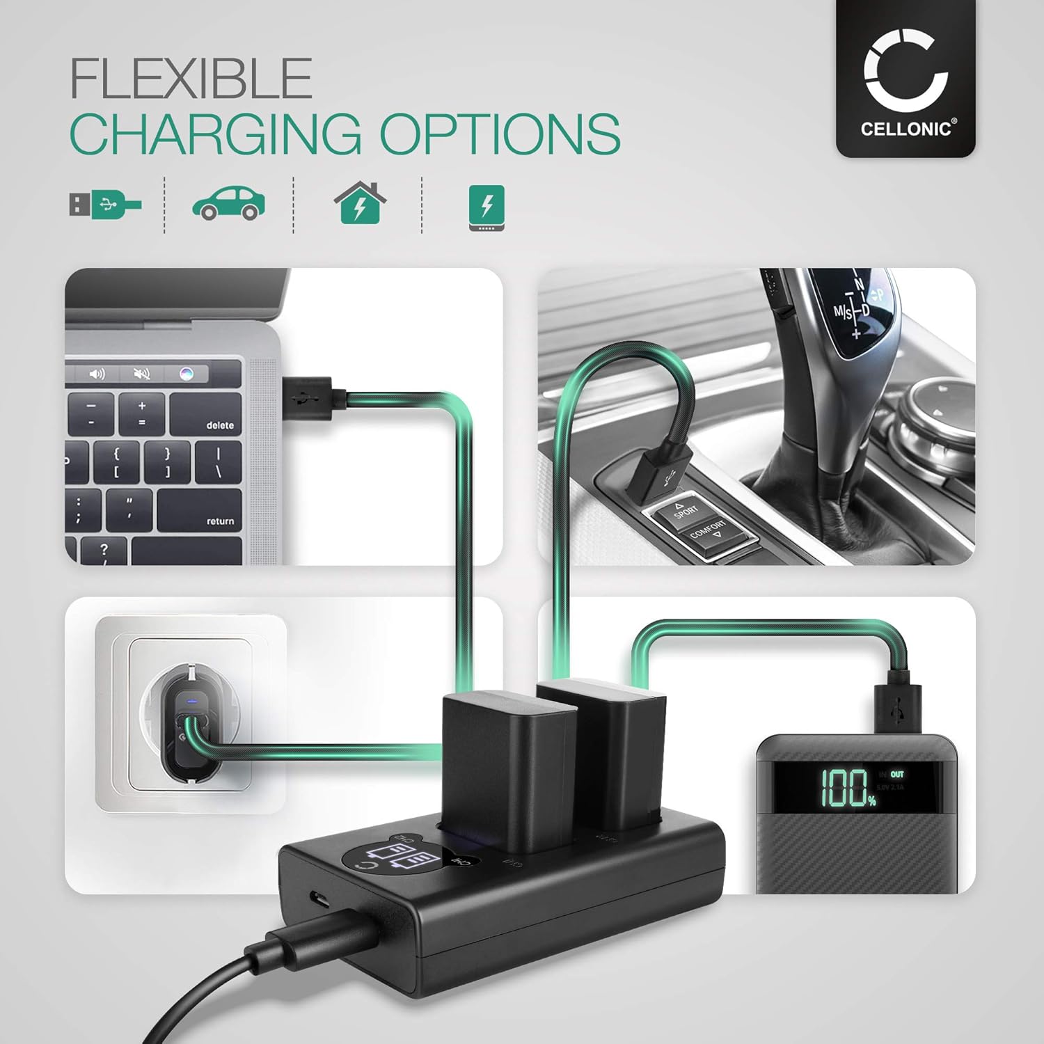 CELLONIC Smart & Fast NP-FW50 Dual Charger compatible with BC-VW1 USB Cable Charging Cable USB Power Supply - Image 4