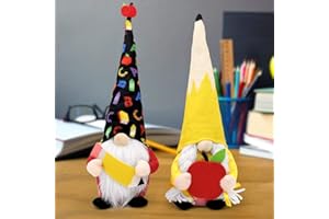 CIYVOLYEEN Set of 2 Teacher Appreciation Swedish Gnomes Gift Back to School Apple Pencil Plush Handmade Dolls From Students End of The School Year Decoration Ideas 15 Inches