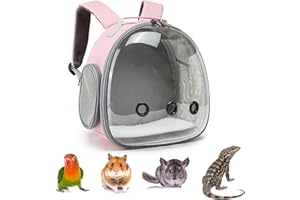 REBECCA ONLINE Portable Travel pet Backpack Carrier Small Animal Travel Bag for Hamster, Guinea Pig, Bird, Cat, Rabbit, Pink (Pink)