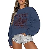 Kelxjia Please Be Patient With Me Im From The 1900s Sweatshirts Graphic Crewneck Sweatshirt Women Funny Long Sleeve Pullover(Grayblue,XL)