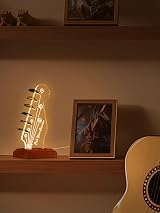 CoolGift Mart Light Up Guitar Pick Holder Acrylic Headstock with Wooden Base view 3