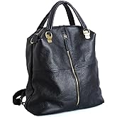 Alice Fan Cowhide Genuine Leather Backpack Purse for Women Shoulder Bag Black Leather Travel Bag Crossbody Bag