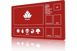 AIRCBC MTG Playmat Stitched with Magic Zone Non-Slip Rubber Backing Printing Commander Board Game Desk Mat Duel Mat TCG PTCG Playmat 24x14 inches and Free Storage Bags (Red)