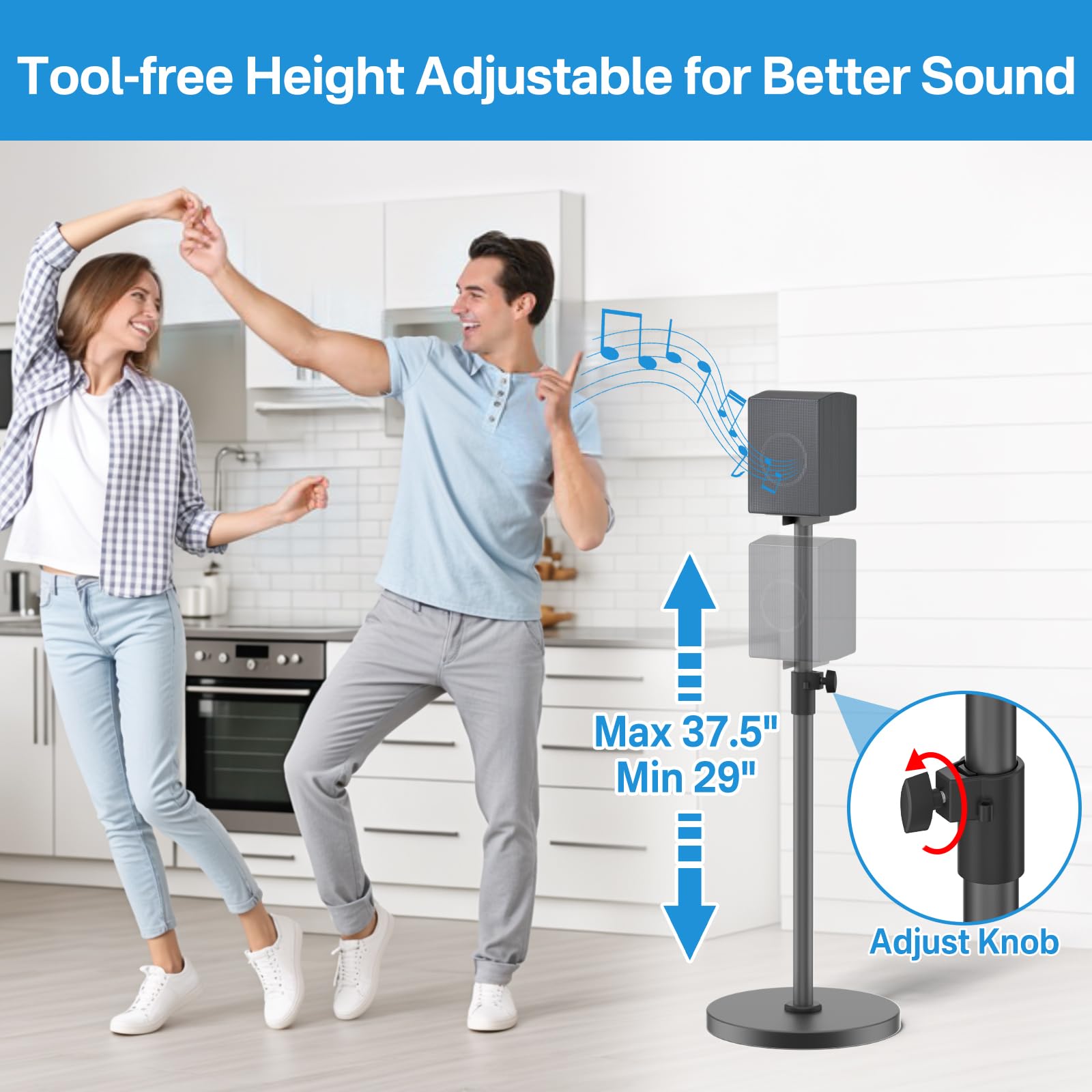notiela Heavy-Duty Floor Speaker Stands Pair for Samsung HW-Q990C HW-Q990D HW-Q930C Speaker Stand - Height Adjustable for Samsung Rear Speakers Stand with Cable Management