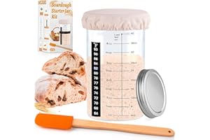NEOBELLA Sourdough Starter Jar Kit, 40 oz Sourdough Starter Jar for Easy Bread Baking Supplies - Use to Make Your Sour Dough Bread Dough Starter