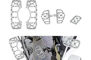 HCmotorku Motorcycle Floorboards Set Driver Passenger Footboards Front Rear Foot Pegs MX Wide Offroad CNC Brake Pedal Fit For Harley Touring Road Glide Street Glide Electra Glide Softail Dyna Chrome