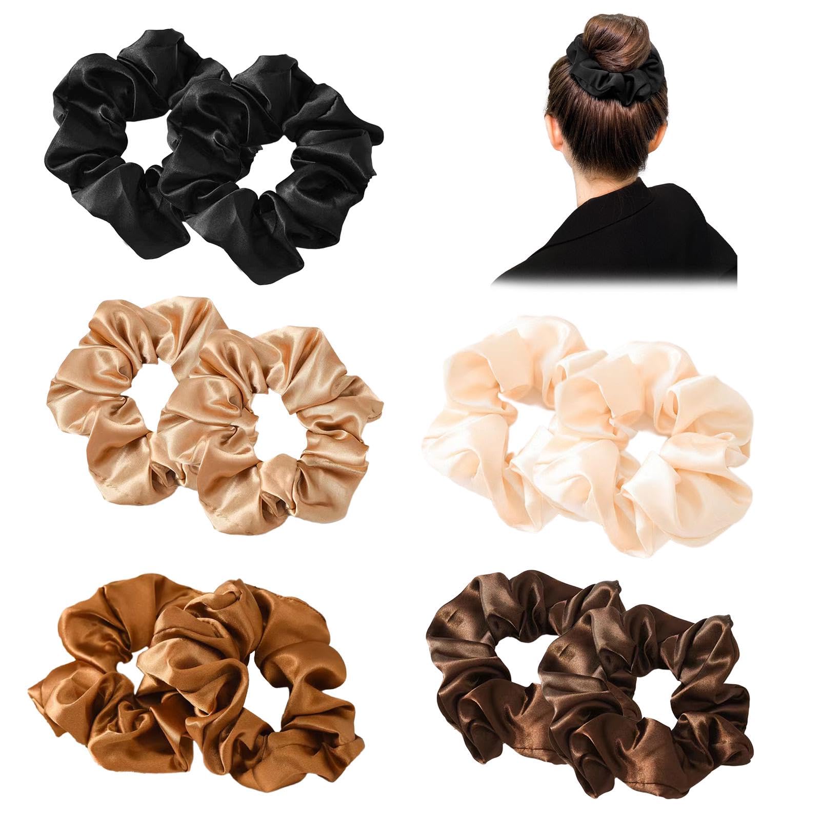 Scrunchies for Women, 10pcs Silk Satin Ponytail Holder, Solid Color Elastic Hair Bands Hair Accessories for Women Girls Ladies(10 Pcs Hair Scrunchies)