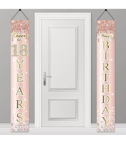 Sursurprise Happy 18th Birthday Door Banner - Red & Black, 13.7x70.9 Inch, Indoor/Outdoor Party Decor - View #2