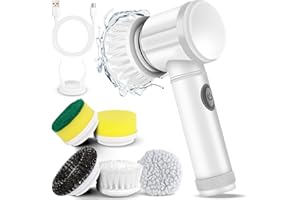 LEKISHE Electric Spin Scrubber Electric Cleaning Brush Cordless Power Scrubber with 5 Replaceable Brush Heads Handheld Power Shower Scrubber for Bathtub, Floor, Wall, Tile, Toilet, Window, Sink