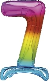 Unique Rainbow Standing Number 7 Foil Balloon 30 Inches