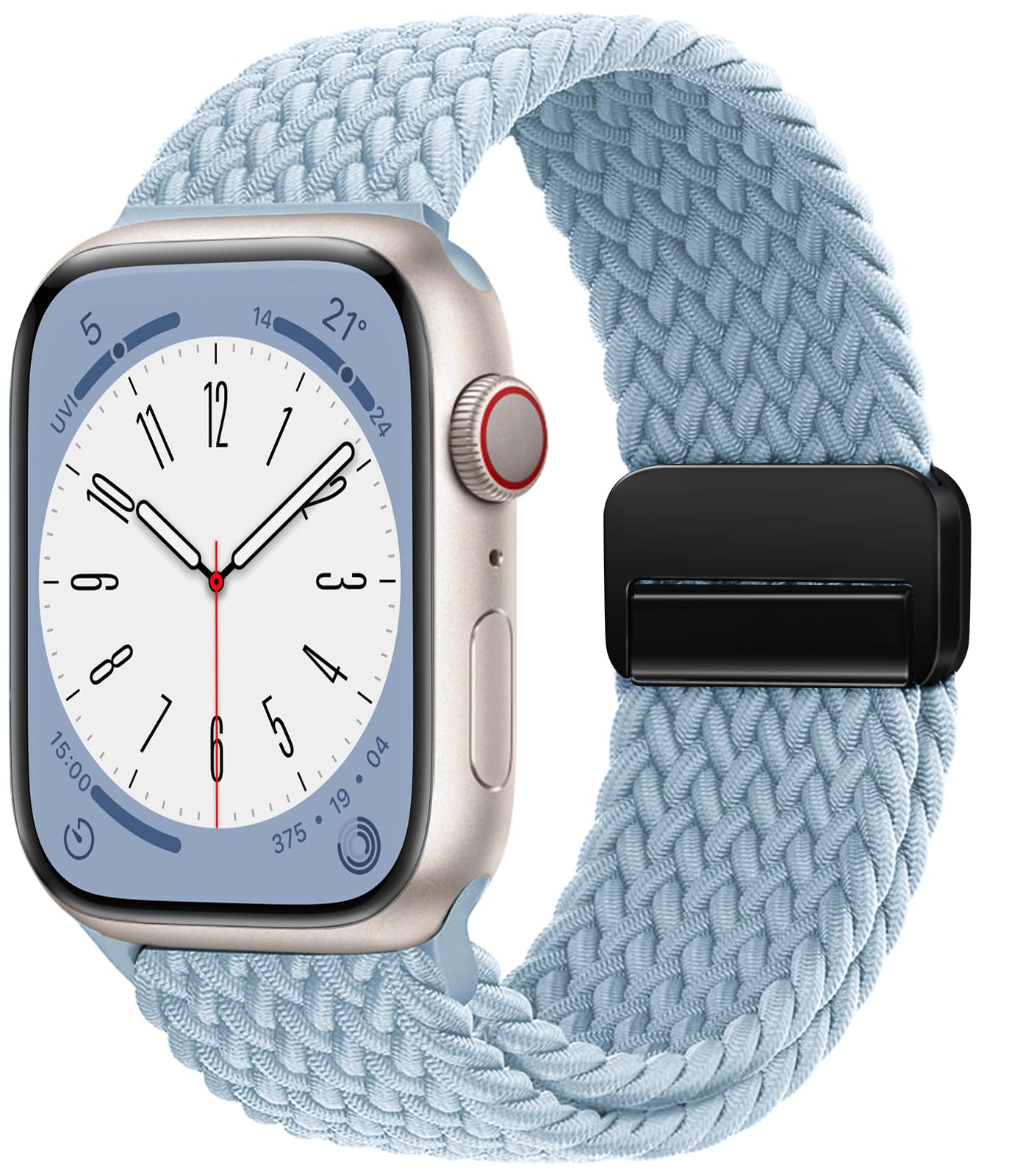 Photo 1 of OMECKY Magnetic Braided Loop Band Compatible with Apple Watch Series 11 10 42mm 9 8 7 6 5 4 40mm 41mm for Women Men, Stretchy Nylon Elastic Sport Strap for iWatch SE 1/2/3, Slateblue-Black Buckle