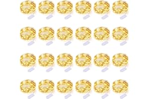 LEDIKON 24 Pack Fairy Lights Battery Operated String Lights-3.3ft 20 LED Silver Wire Warm White Firefly Mini Lights for Wedding,Party,Table Centerpieces,DIY Crafts,Mason Jars,Christmas Decor