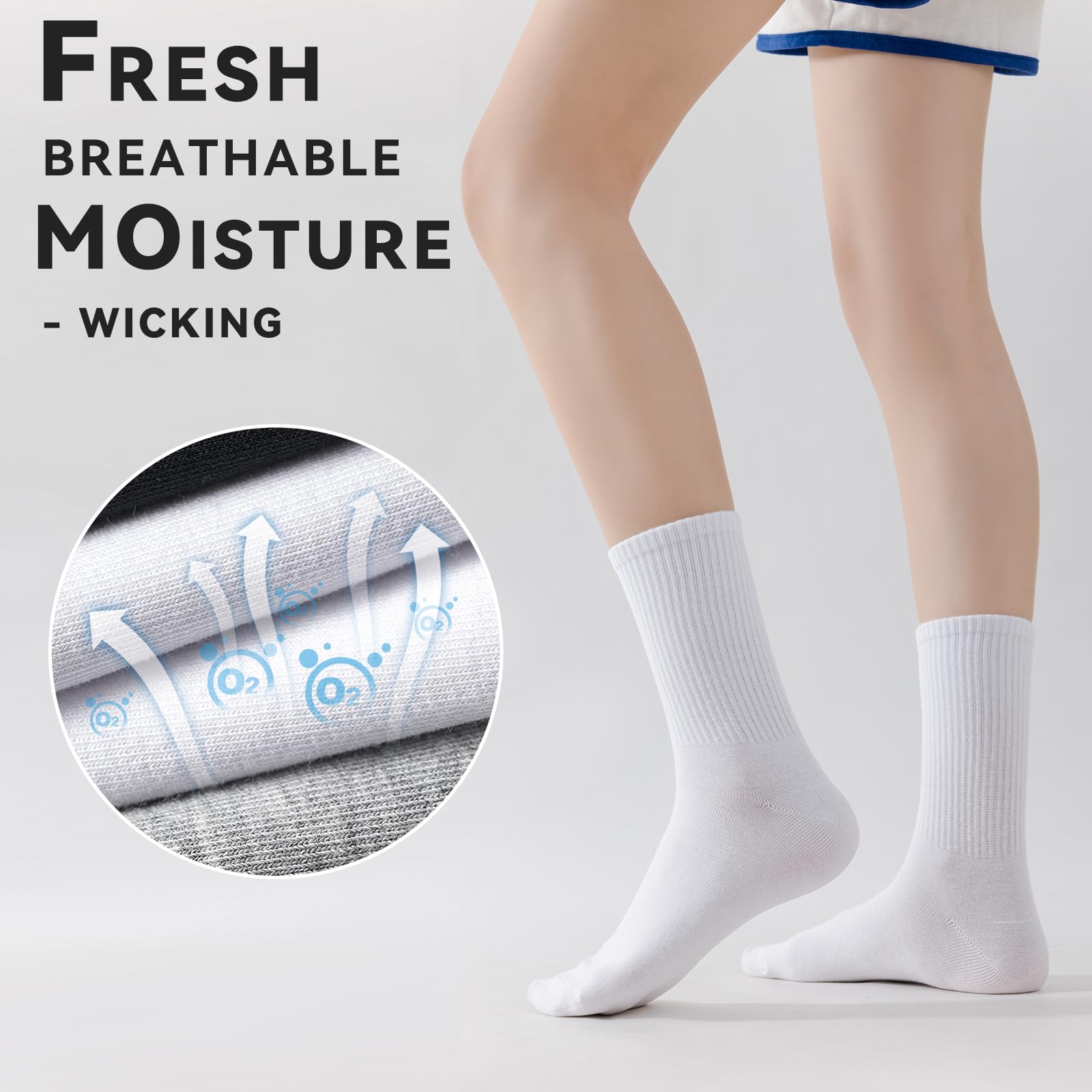 Wamicu Socken Damen 5 Paar, Dünne Tennissocken Sportsocken Baumwollsocken 5