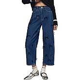 Kedera Mid Rise Barrel Jeans for Women Y2K Wide Leg Denim Pants Baggy Boyfriend Jeans with Bows