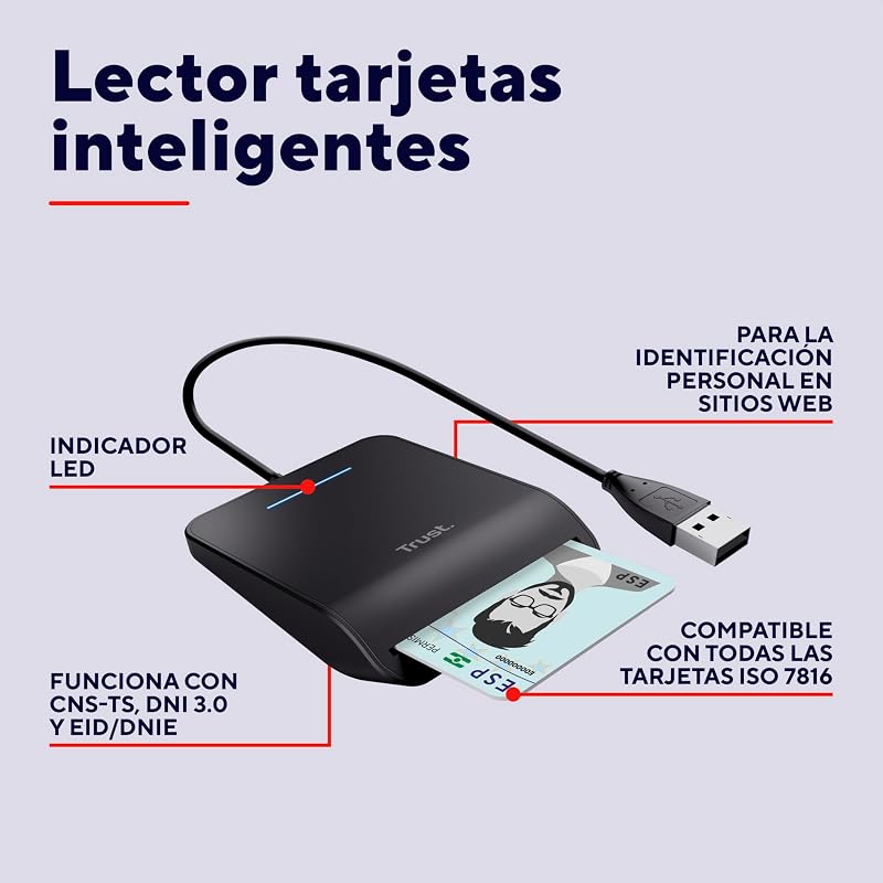 Primo Lector de Tarjetas DNI Electrónico USB, Negro