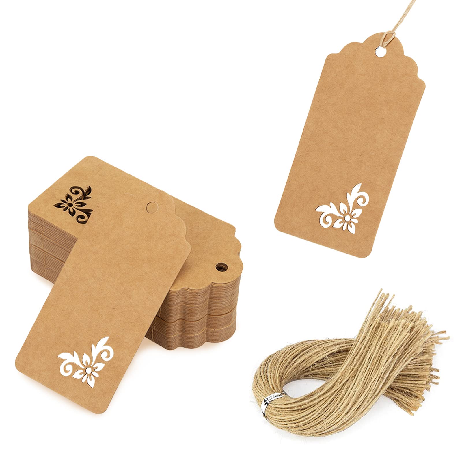 SallyFashion Gift Tags, 100 PCS Kraft Paper Tags