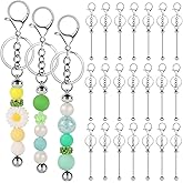 CXIIPOL 22 Pack Beadable Keychain Bars DIY Blank Beadable Keychains Creative Customized Keychains Bar Keychain Making Kit for Women Man Jewelry Making Gift