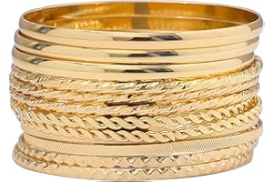 FUNOJOY Bangle Bracelets for Women,Plated Boho Indian Multi Stackable Bangles For Women Jewelry Gifts