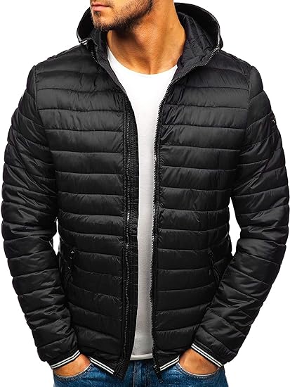 BOLF Herren Jacke Sportjacke Steppjacke Übergangsjacke Daunenjacke mit Kapuze Ultraleicht 4D4