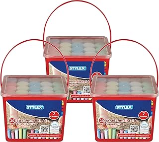 Stylex 48104 Straßenkreide, Mehrfarbig (3X 20er Eimer eckig)