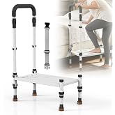 Support Way Medical Step Stool, Wide Platform, Adjustable Handrail &amp; Legs | Adjustable handrail(32.5&rdquo;-40.4&rdquo;) &amp; sturdy steel frame. 800 lb capacity. Use on bed, car SUV &amp; bathroom. Safe for seniors.