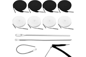 KACKAIDI 8 Pcs Cotton Drawstring Cords Replacement 66Inch XL Lengthened Flat Hoodie Strings with 2 Pcs Metal Easy Threader Tool for Hoodies Shorts Sweatpants Jackets Pants Trunks Coats