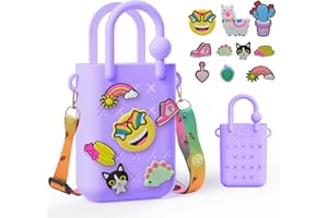 MuheDawn Mini silicone beach bag with adjustable shoulder strap and perforated handbag, cute handbag for little girls
