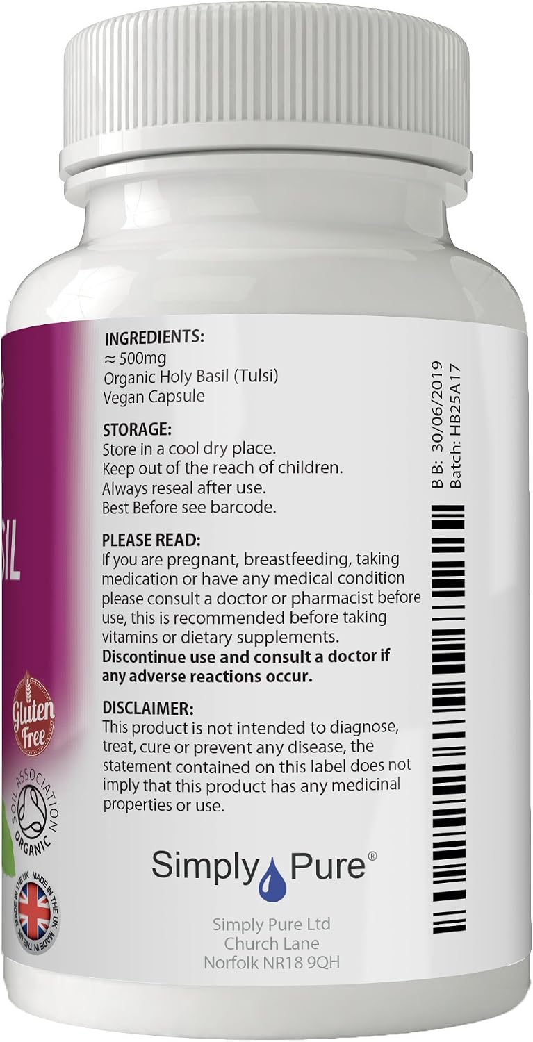 Simply Pure Organic Holy Basil for Mental Balance & Energy, 90 count (Pack of 1) - Image 4