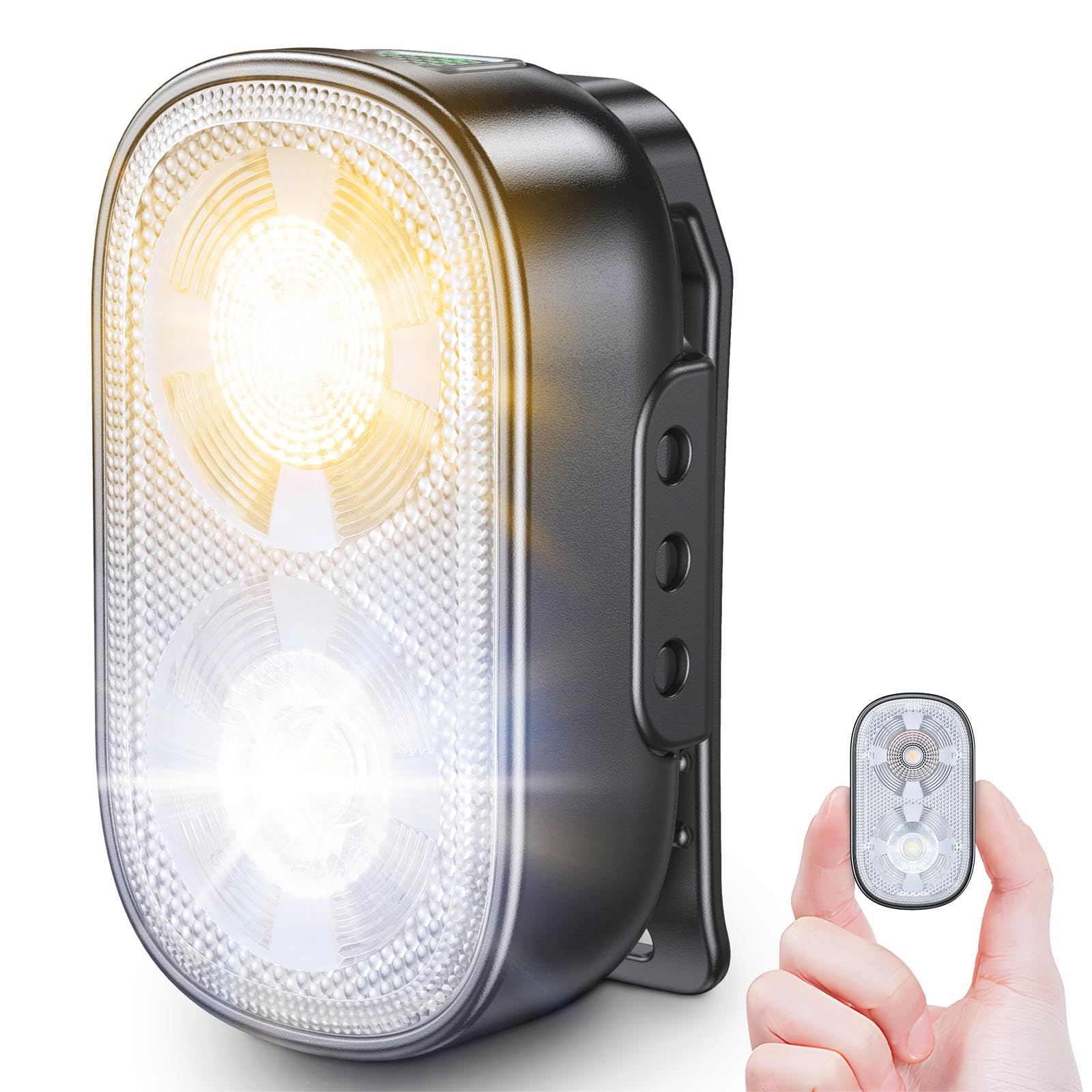 Glangeh Clip On Torch with Spot & Flood, 10 Mode Mini Flashlight, Extended Runtime & IP65 Waterproof Security Lighting, Rechargeable Running Lights for Runners/Dog Walking/Hiking/Working/Camping