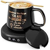 Coffee Mug Warmer & You are Awesome Mug Set, Electric Cup Warmer for Desk, Beverage Warmer with 4 Temperature Setting, 8-Hours Auto Shut Off