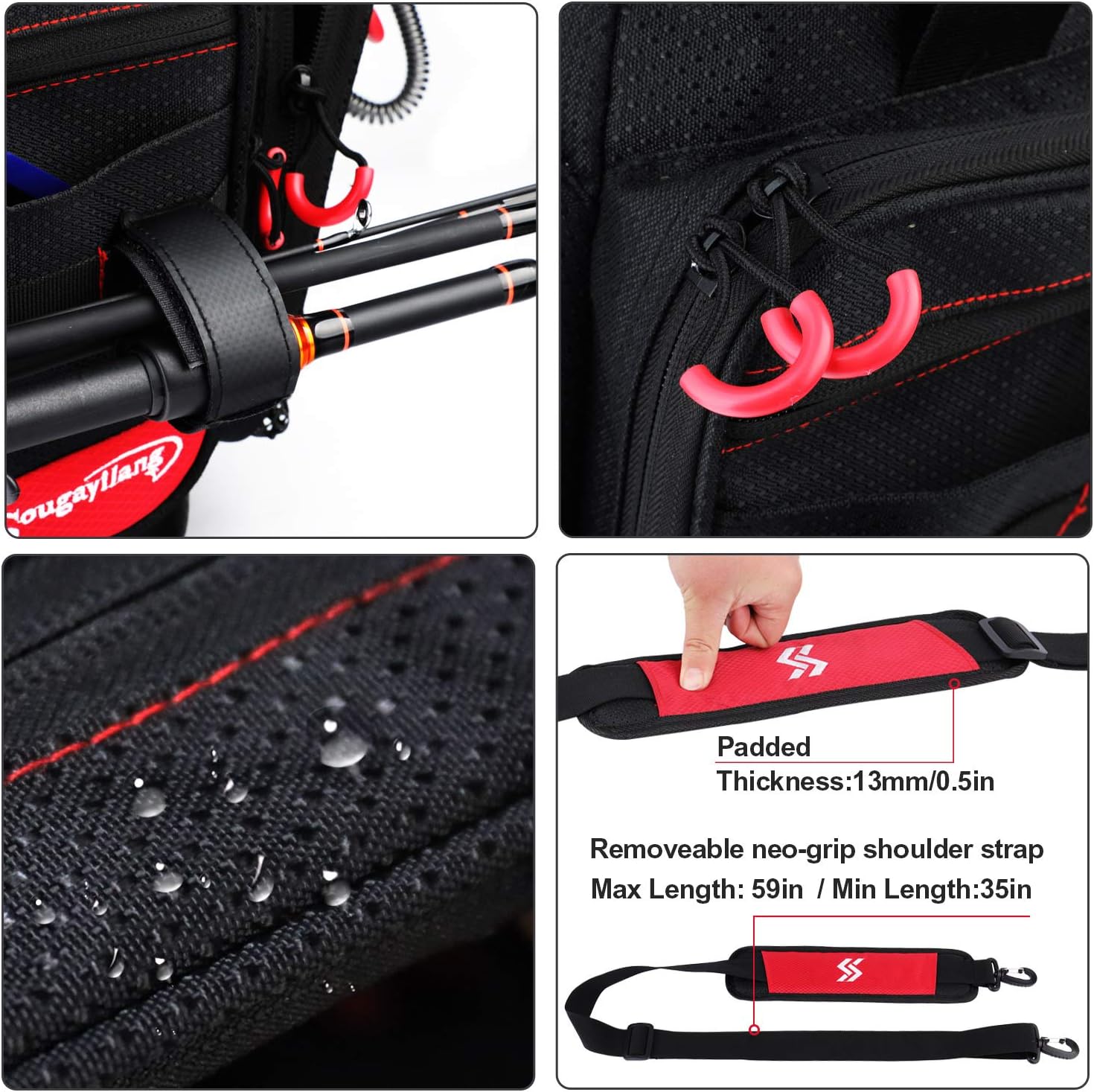 Sougayilang Fishing Tackle Bags - 100% Water-Resistant Fishing Tray Bags - Portable Fishing Organizer Shoulder Satchel - Suitable for 3600 3700 Tackle Box- Black -Standard Bag : Sports & Outdoors