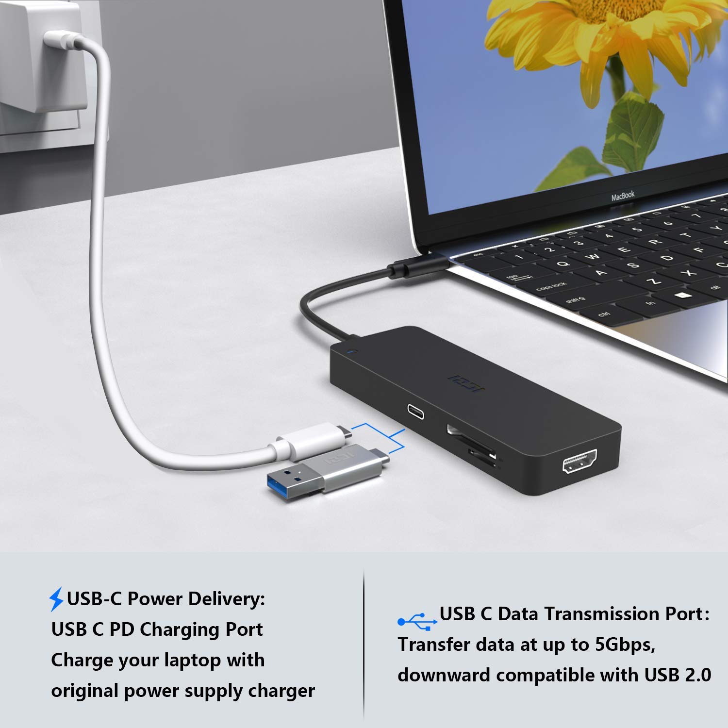 Thunderbolt 3 Port Compatible Card Reader Power Delivery USBC Charging