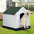 Large Dog House Indoor Outdoor Waterproof Ventilated Plastic Dog House Pet Shelter Cage with Ventilation and Elevated Flooring, Suitable for Small Medium and Large Dogs, Easy to Assemble, Green