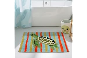 MAMRUG Beach Turtle Bathroom Mat, Blue Sea Life Tufted Bath mat Non Slip, Machine Washable Cute Kids Bathtub mat Bathroom Bedroom Decoration 31.5x19.7 inches (Turtle)