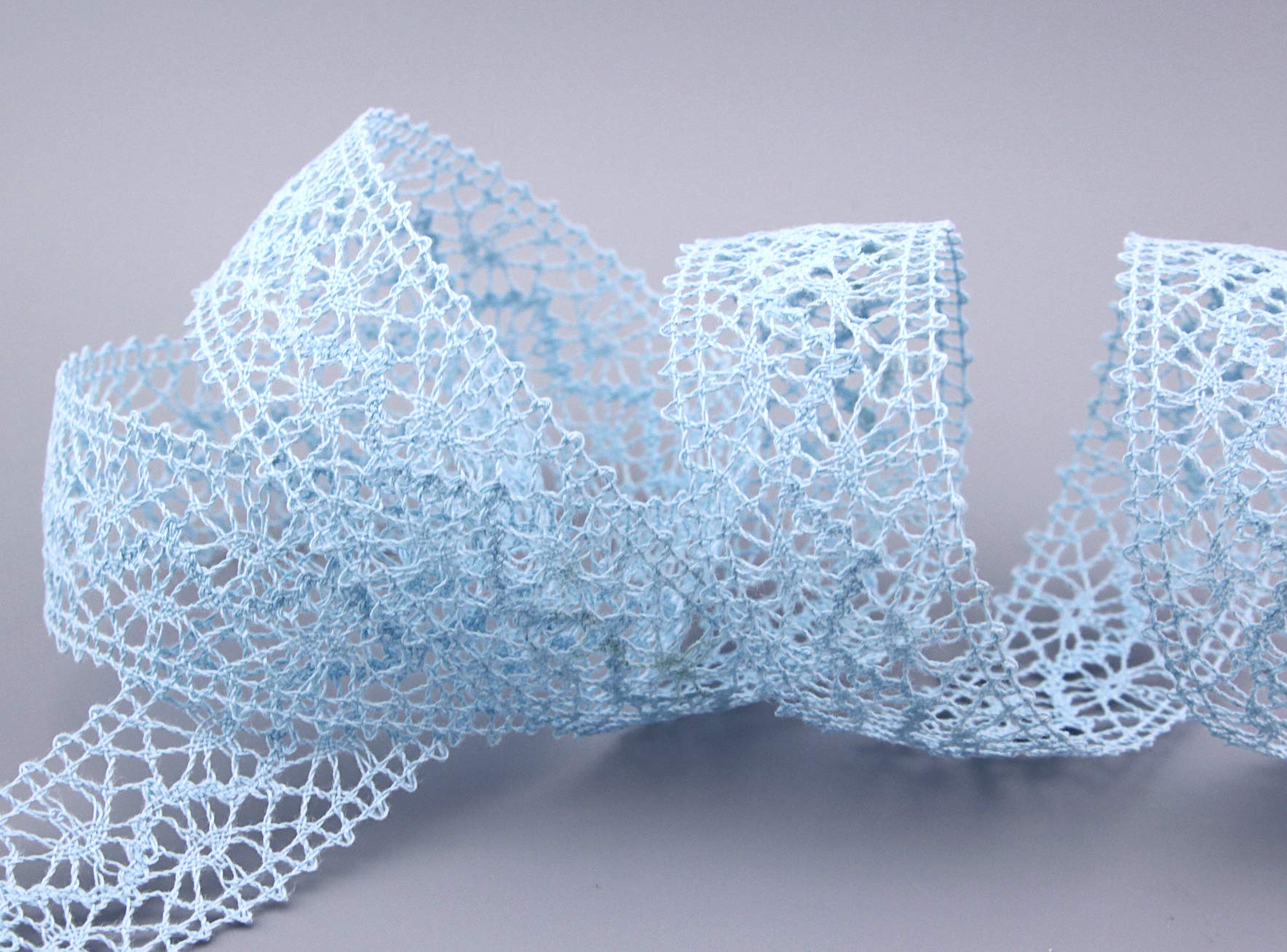 finemark Emma Lace Ribbon 15 m x 38 mm Light Blue Sold by The Metre Lace Crochet Ribbon Cotton Blend Natural Look Decorative Ribbon Crochet Lace Trim