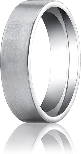 Men S 10k White Gold 6mm Comfort Fit Flat Satin Finish Wedding Band Ring Amazon Com