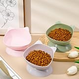 umorismo 3 Pcs Raised Cat Bowls Elevated Stand 15° Tilt Whisker Friendly view 5