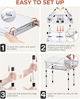 Sportneer Folding Camping Table 60x40 cm 4 Height Adjustable Aluminum view 8