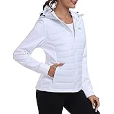 MoFiz Women's Softshell Jacket with Hood Fleece Lined Warm Lightweight Waterproof Insulated Fall Running Coat
