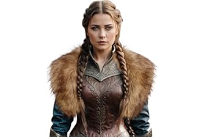 Joukavor Viking Fur Collar Faux Fur Shoulder Wrap for Women Viking Costume Accessory