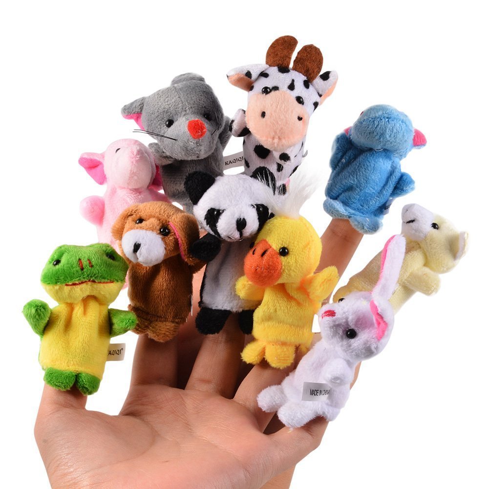 Itian 10pcs Different Cartoon Animal Finger Puppets,Cute Finger Doll Props,Soft Velvet Dolls,Fairy Puppet Doll for Kids Educational