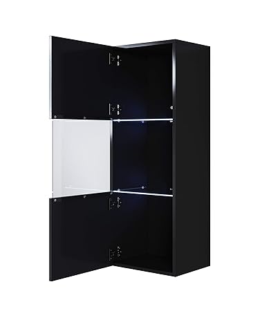 muebles bonitos Hängender Schrank Luke Modell-V3 schwarz (40 x 126cm)