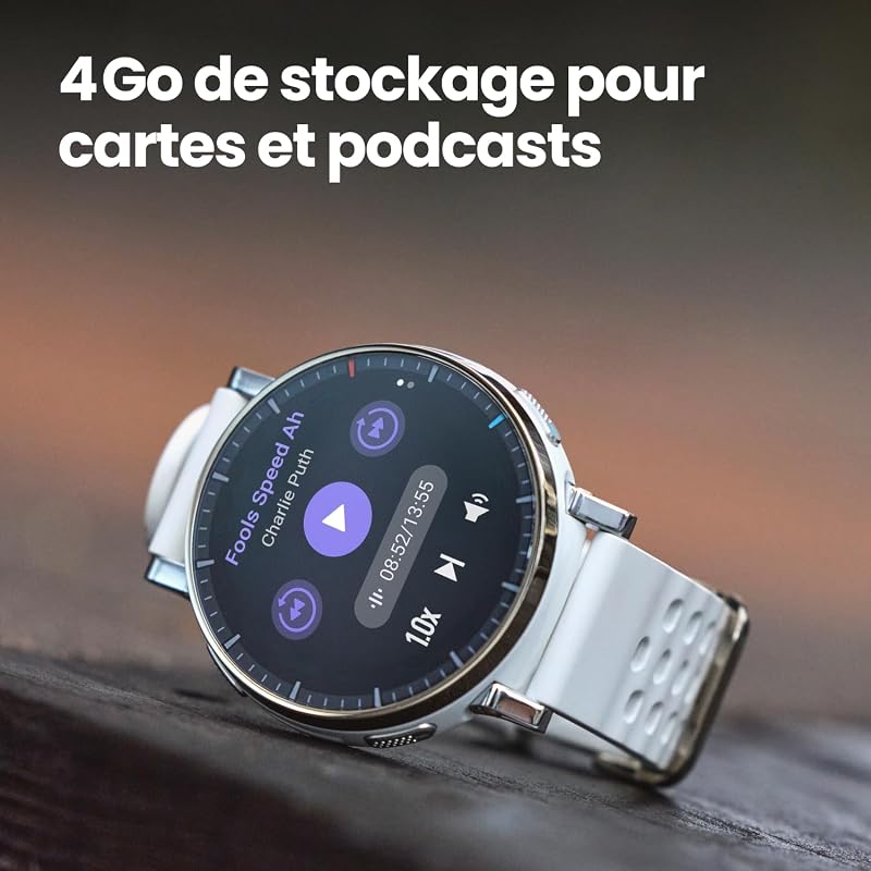 Active 3 Premium Montre Connectée GPS pour Running, 45mm, Écran AMOLED 1,32" en Saphir, Autonomie 12 Jours, 4 Go de Stockage, NFC, Cartes Hors Ligne, 170+ Modes Sport, pour Android & iPhone